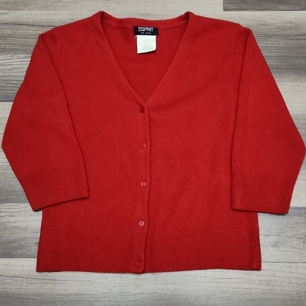 Esprit Vintage Red  button-down cardigan size Medium